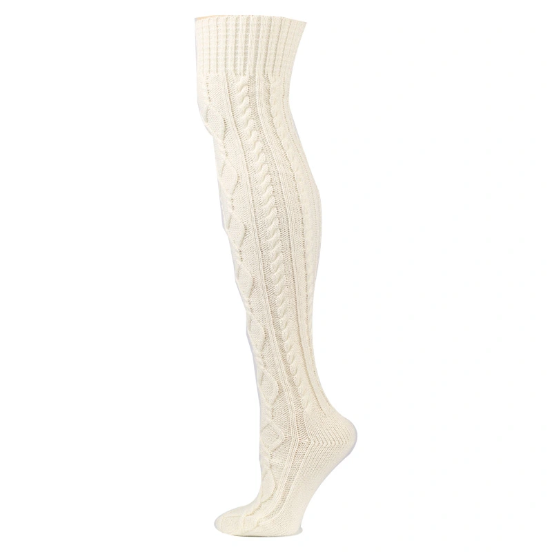 Warm Solid Color Knitted Jacquard Stockings