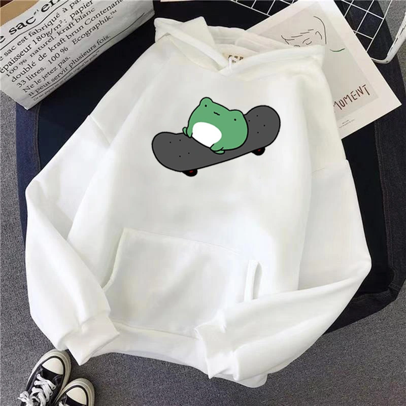 Skateboard Frog Long-sleeved Fleece Sweatshirt