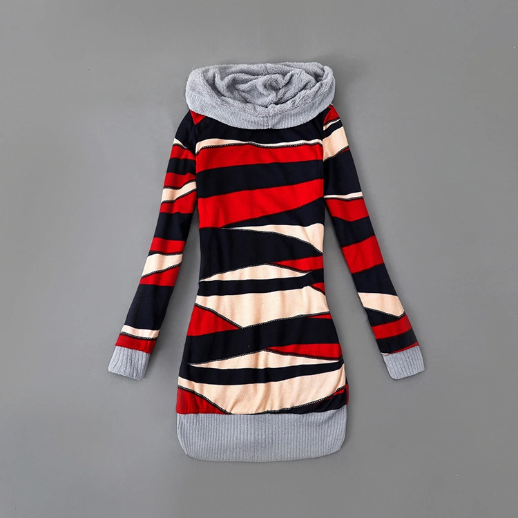 Thick Printed Hooded Knitted Cardigan Jacket