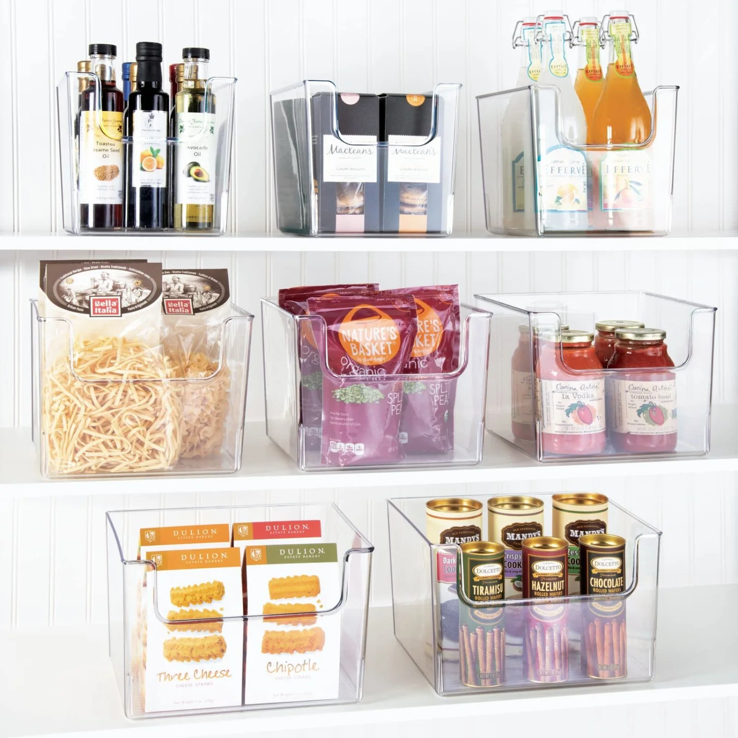 mDesign Plastic Open Front Dip Storage Bin for Kitchen or Fridge Organization - Organization for Pantry Shelf, Cabinet, Closet Storage, or Cube Storage Organizer - Ligne Collection - 4 Pack - Clear