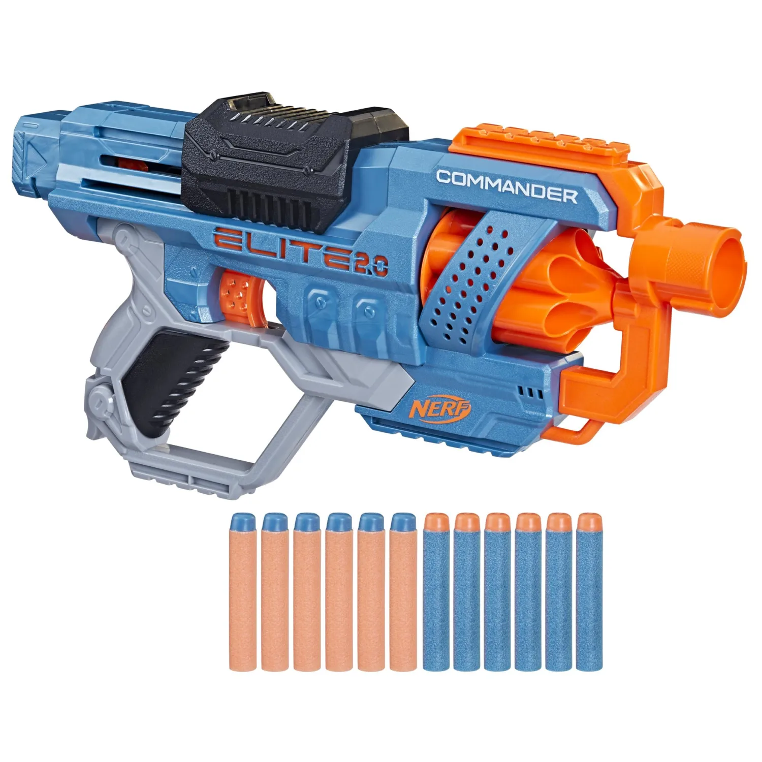 NERF Elite 2.0 Commander RD-6 Blaster, 12 Darts, 6-Dart Rotating Drum, Outdoor Toys, Perfect for Easter Gifts or Basket Stuffers, Ages 8+