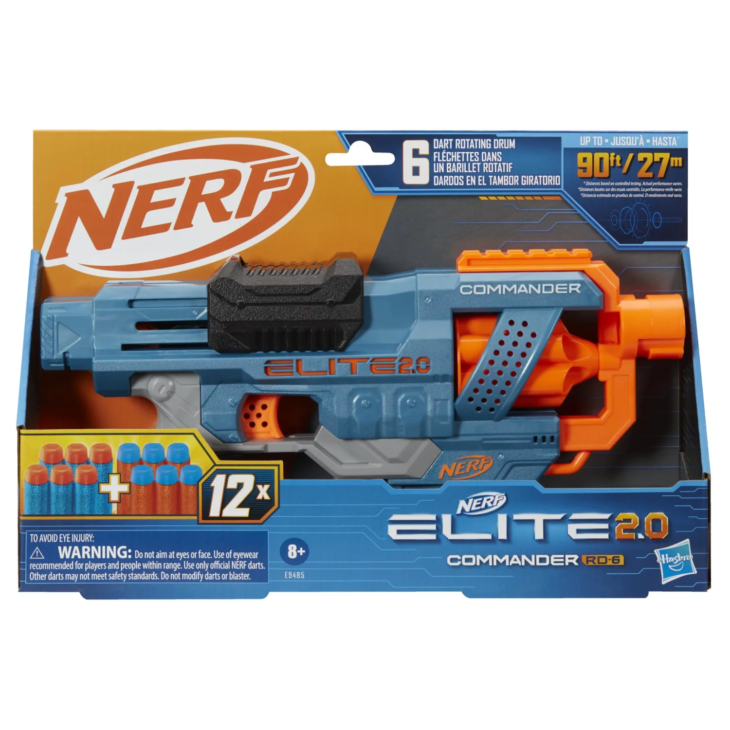 NERF Elite 2.0 Commander RD-6 Blaster, 12 Darts, 6-Dart Rotating Drum, Outdoor Toys, Perfect for Easter Gifts or Basket Stuffers, Ages 8+