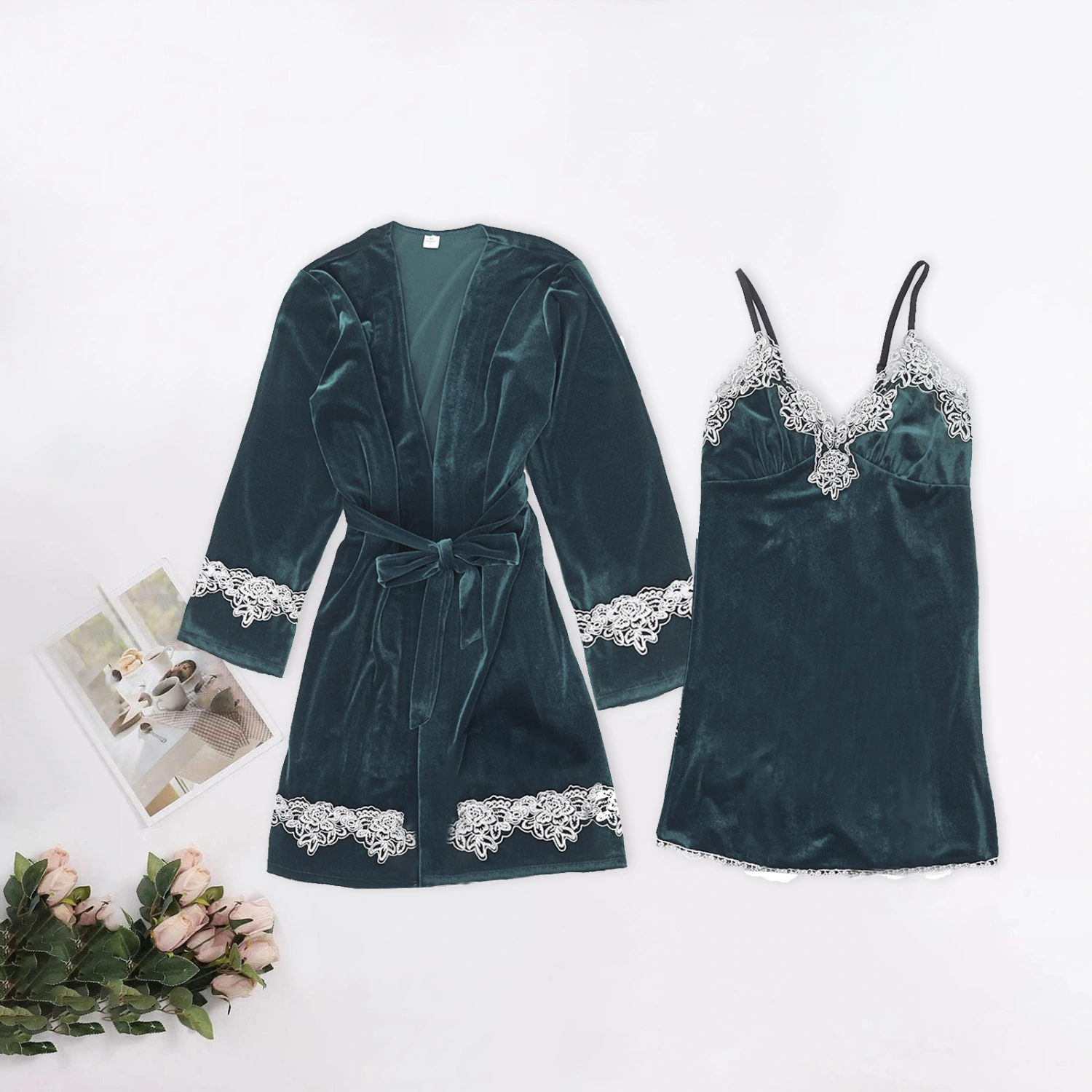 Gold Velvet Two-piece Nightgown Women's Home Service