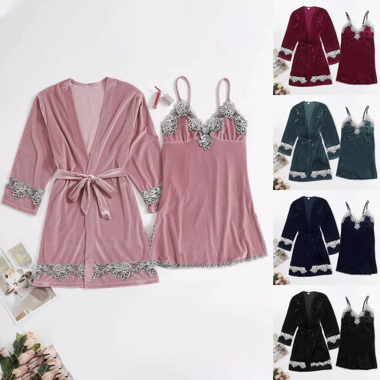 Gold Velvet Two-piece Nightgown Women's Home Service