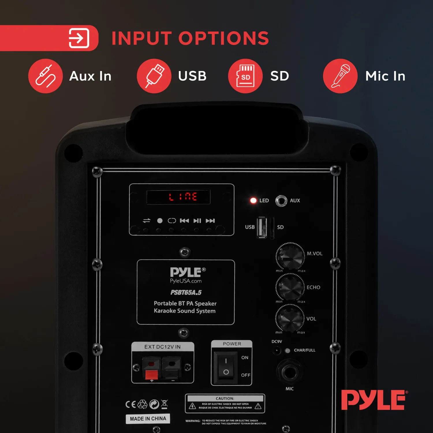 Pyle Bluetooth Karaoke PA Speaker - Indoor / Outdoor Portable Sound System with Wireless Mic, Audio Recording, Rechargeable Battery, USB / SD Reader, Stand Mount - for Party, Control - PSBT65A Black