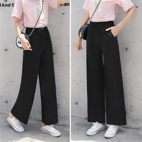 Slacks Knit Thin Pants For Women High Waist