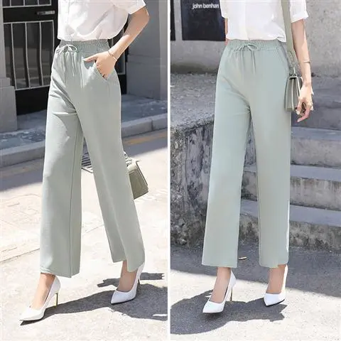 Slacks Knit Thin Pants For Women High Waist