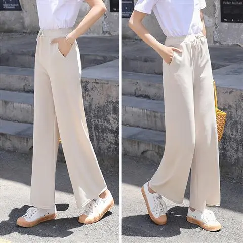Slacks Knit Thin Pants For Women High Waist