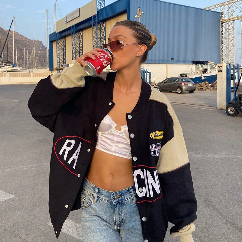 Women's Single-breasted Jacket With Personalized Embroidery Letters
