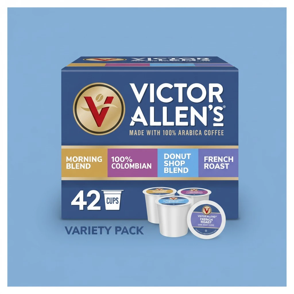 Victor Allen's Coffee Variety Pack (Morning Blend, 100% Colombian, Donut Shop Blend, and French Roast), 42 Count, Single Serve Coffee Pods for Keurig K-Cup Brewers