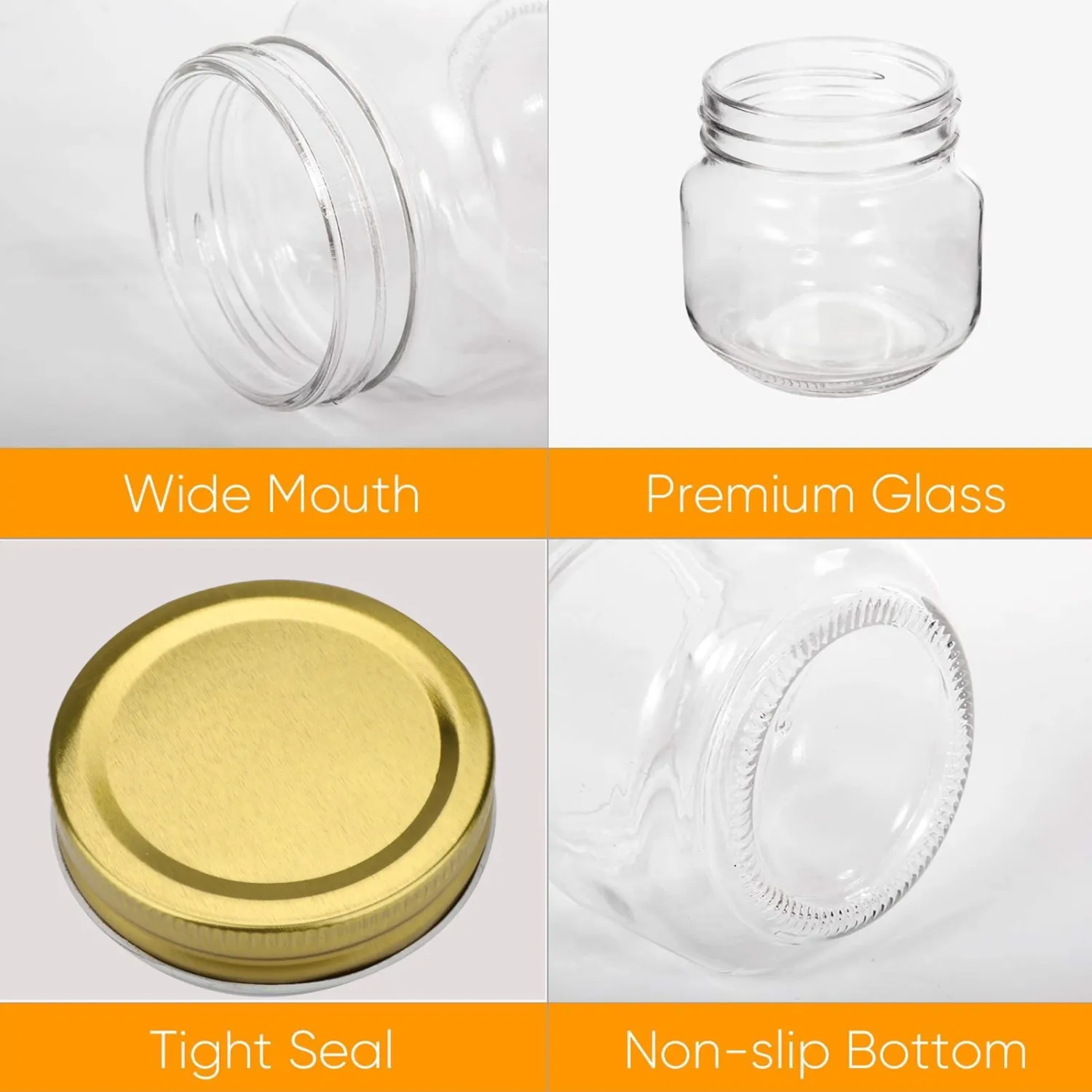 Encheng 8 oz Glass Jars With Lids,Ball Regular Mouth Mason Jars For Storage,Canning Jars For Caviar,Herb,Jelly,Jams,Honey,Dishware Safe,Set Of 24