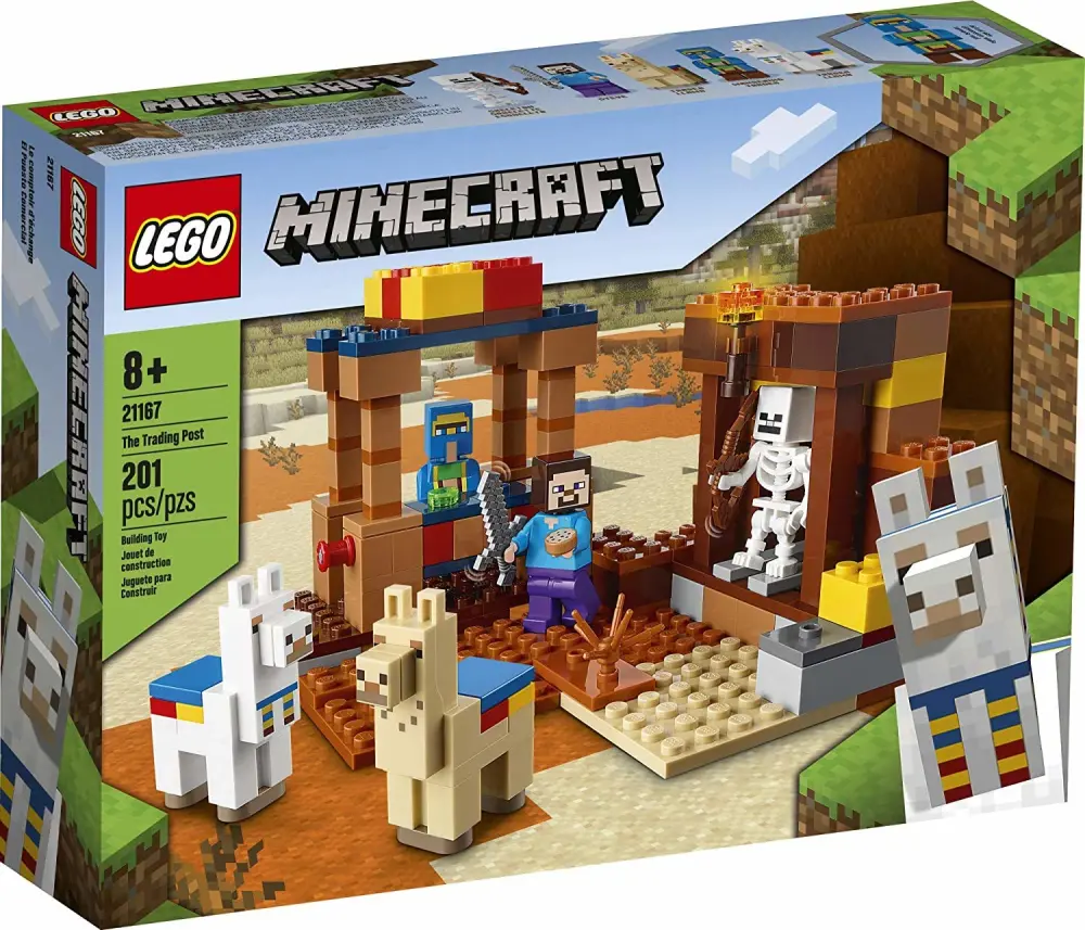 LEGO Minecraft The Trading Post 21167 Collectible Action-Figure Playset with Minecraft’s Steve and Skeleton Toys, New 2021 (201 Pieces)