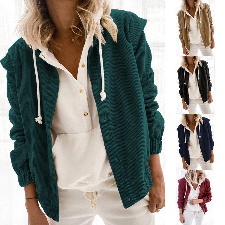 Corduroy Cardigan Casual Loose Long Sleeve Lapel Jacket