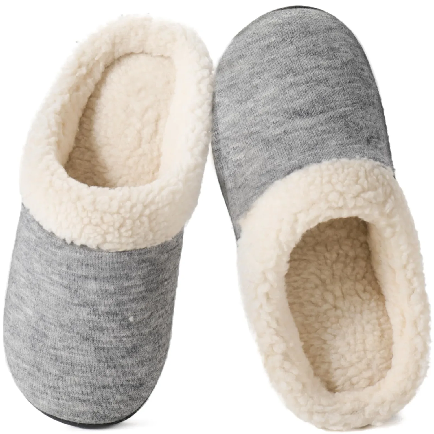 Wishcotton Women's Lamb-rub Sherpa House Slippers Memory Foam Indoor Outdoor
