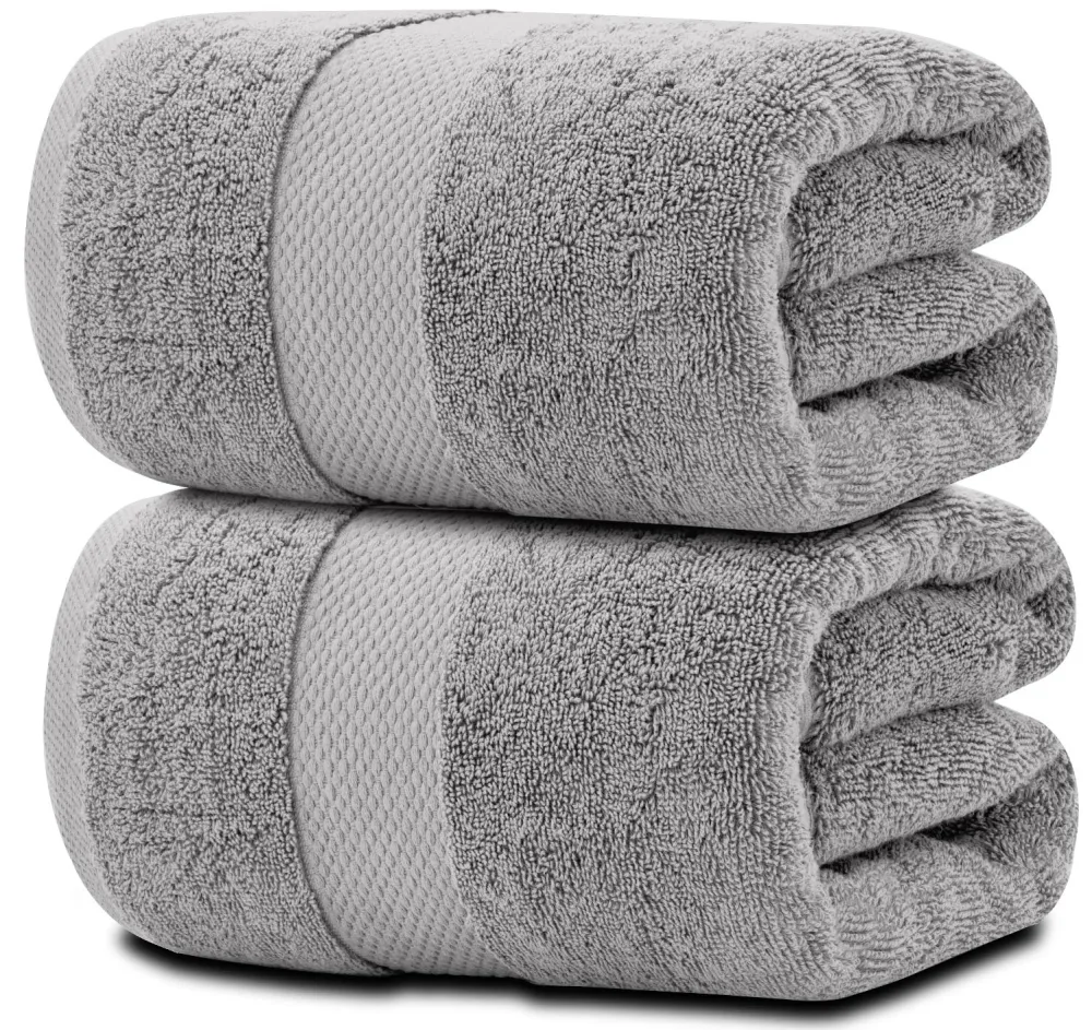 White Classic Luxury Soft Bath Sheet Towels - 650 GSM Cotton Luxury Bath Towels Extra Large 35x70 | Highly Absorbent and Quick Dry | Hotel Quality Extra Large Bath Towels Oversized, Light Grey, 2 Pack