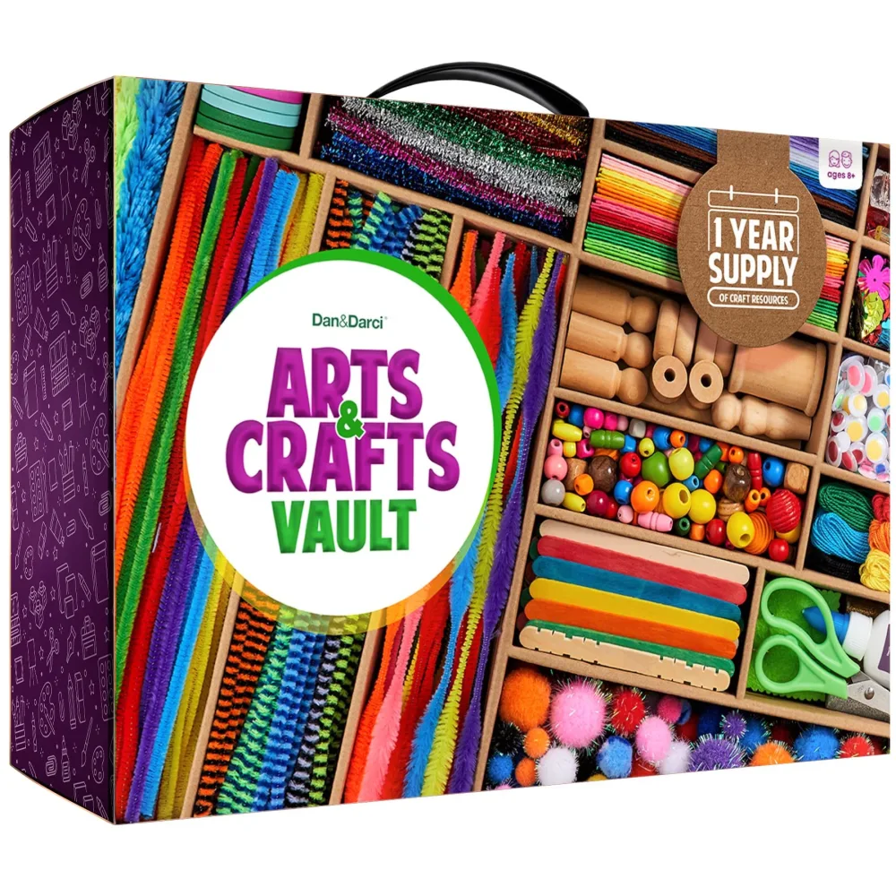 Dan&Darci Arts and Crafts Vault - Easter Craft Supplies Kit in a Box for Kids Ages 4 5 6 7 8 9 10 11 & 12 Year Old Girls & Boys - Crafting Set Kits - Gift Ideas for Kid Art Activity Gifts