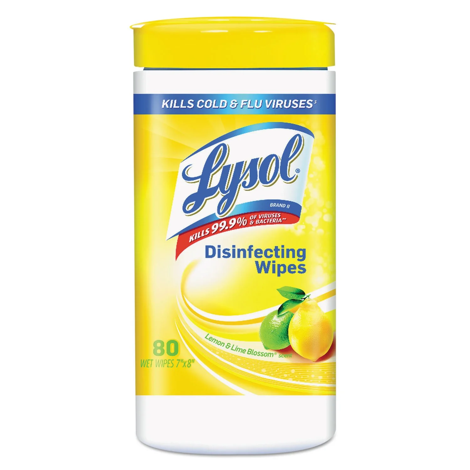 Lysol Disinfectant Wipes, Multi-Surface Antibacterial Cleaning Wipes, For Disinfecting and Cleaning, Lemon and Lime Blossom, 80 Count (Pack of 1)