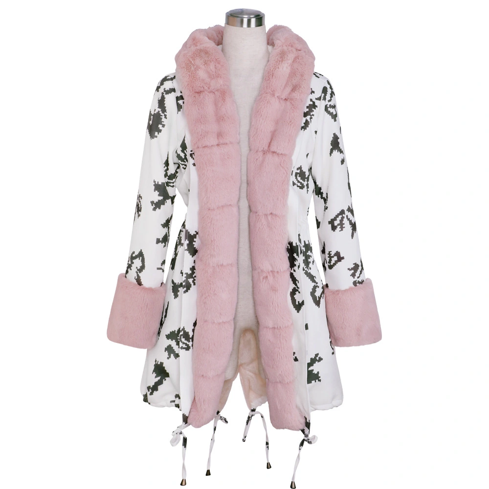 Women's Thermal Jacket Hooded Wool Collar Cotton Coat