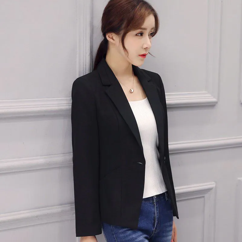 Slim Long Sleeve Ladies Black Small Suit