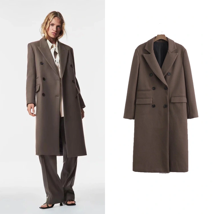 Temperament Commuter Lightly Cooked Double Breasted Coat Jacket