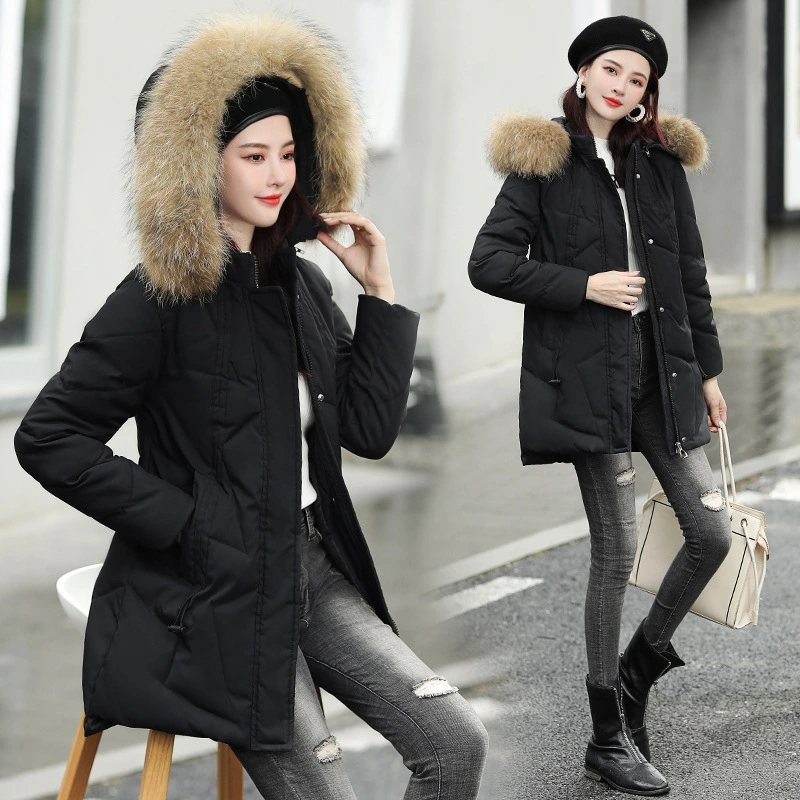 Mid-length Korean Style Loose Plus Size Thickening Ladies Padded Jacket