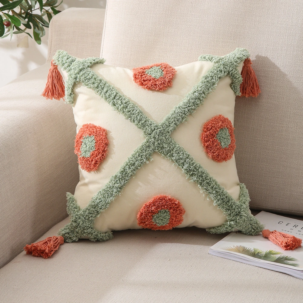 Household Simple Tufted Embroidered Cotton Pillowcase