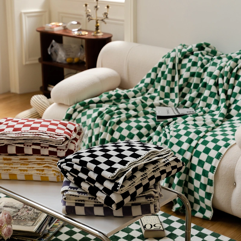 Simple Checkerboard Double Sided Milk Fleece Blanket