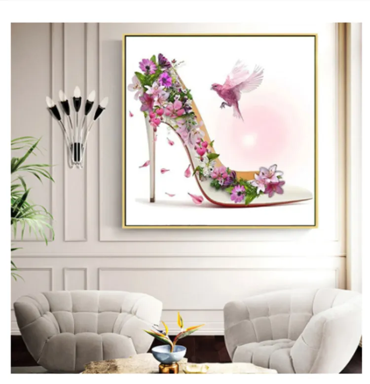 Full Square Round 5d High Heels Embroidery Landscape