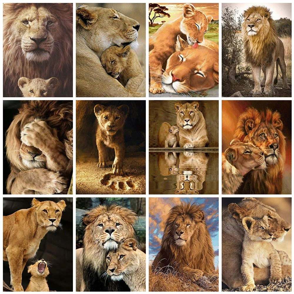 5D Diamond Embroidery Lion Animal Cross Stitch