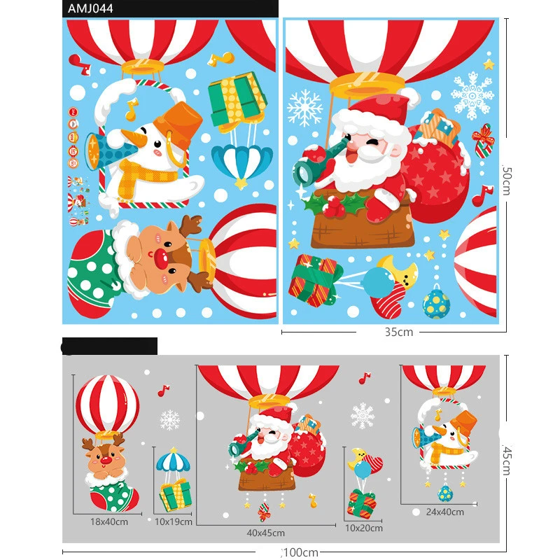 Christmas Shopping Mall Window Decoration Electrostatic Stickers