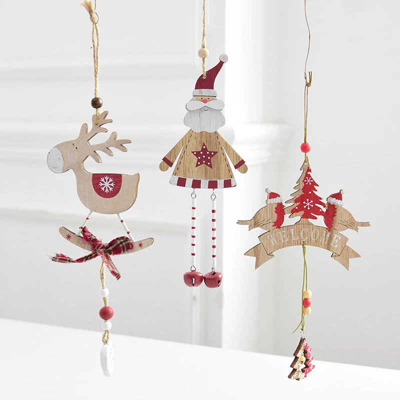 Creative Wooden Christmas Small Pendant Reindeer Boots