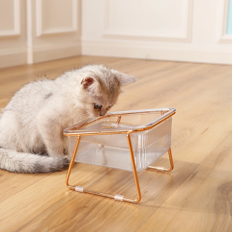 Cat Bowl Transparent High Foot  Diagonal Neck Guard