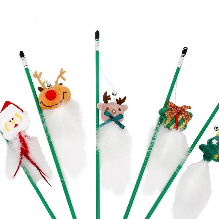 Plastic Old Man Reindeer Funny Cat Stick