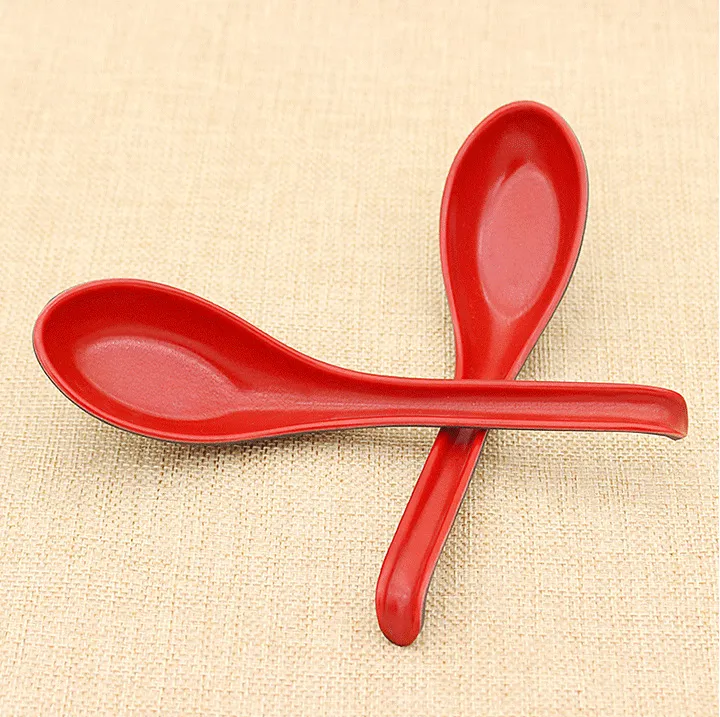 Melamine Black And Red Two Color Soup Spoon