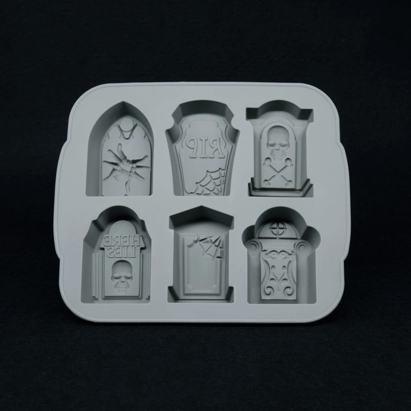 Tombstone Silicone Ice Tray Halloween Cake Mold Horror Evil Tombstone