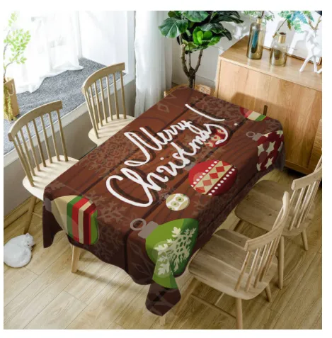 Santa Digital Printing Polyester Waterproof Tablecloth