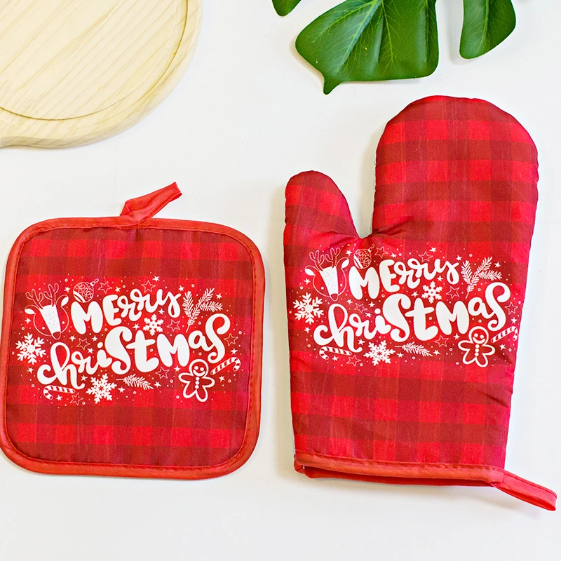 Christmas Kitchen Utensils Printed Oven Mitts