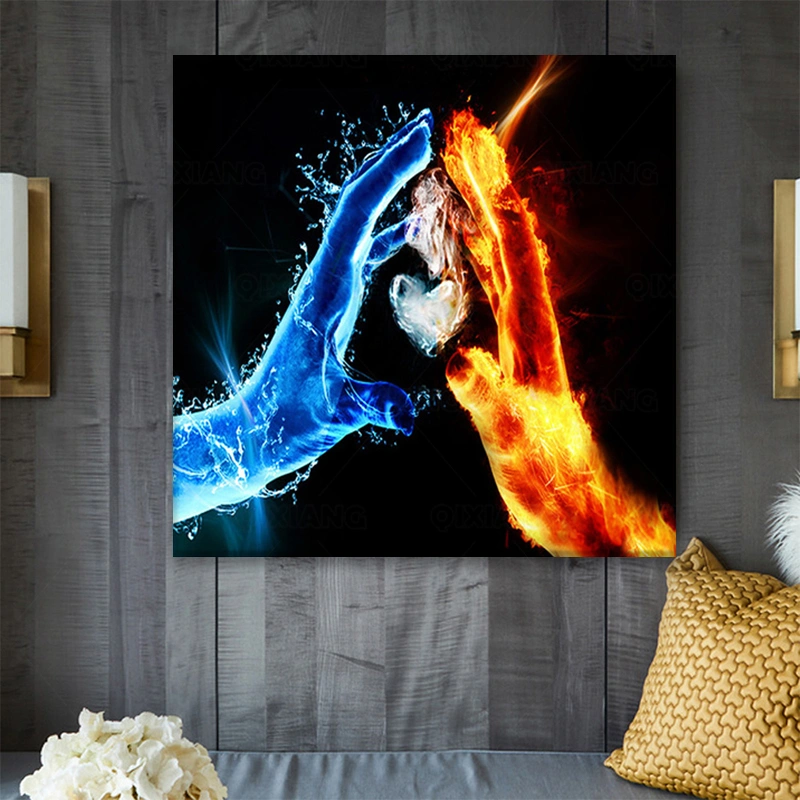 Love Fire And Water Canvas Living Room Decoration Wall Painting