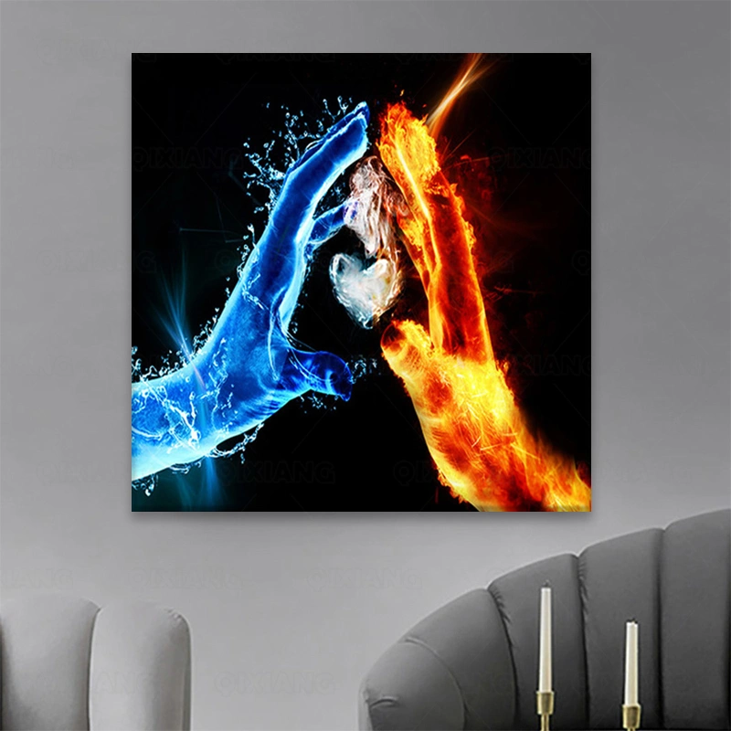 Love Fire And Water Canvas Living Room Decoration Wall Painting