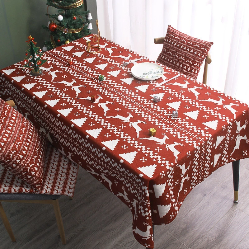 Nordic Red Checkered Christmas Tablecloth