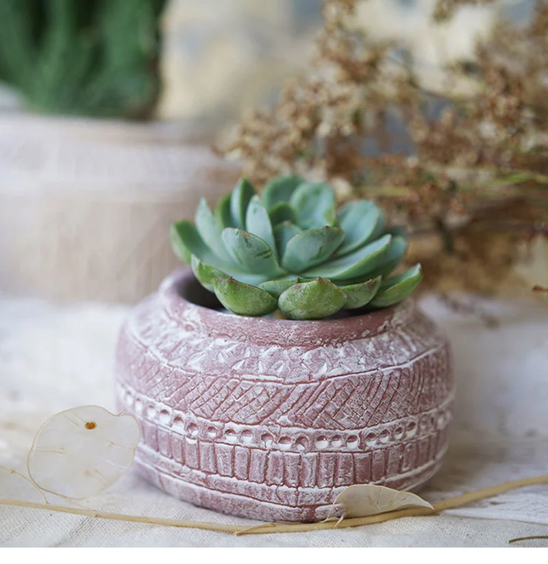 Cement Flower Pot Retro  Old Small Creative And Succulent