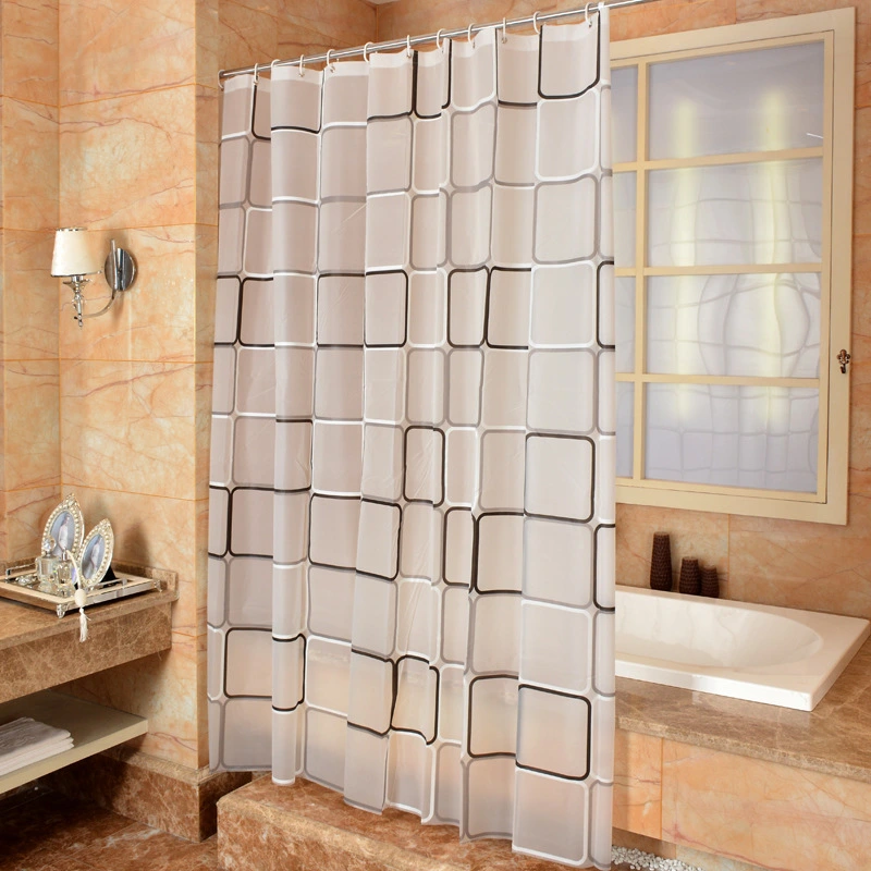 Checkered PEVA Environmental Toilet Curtain