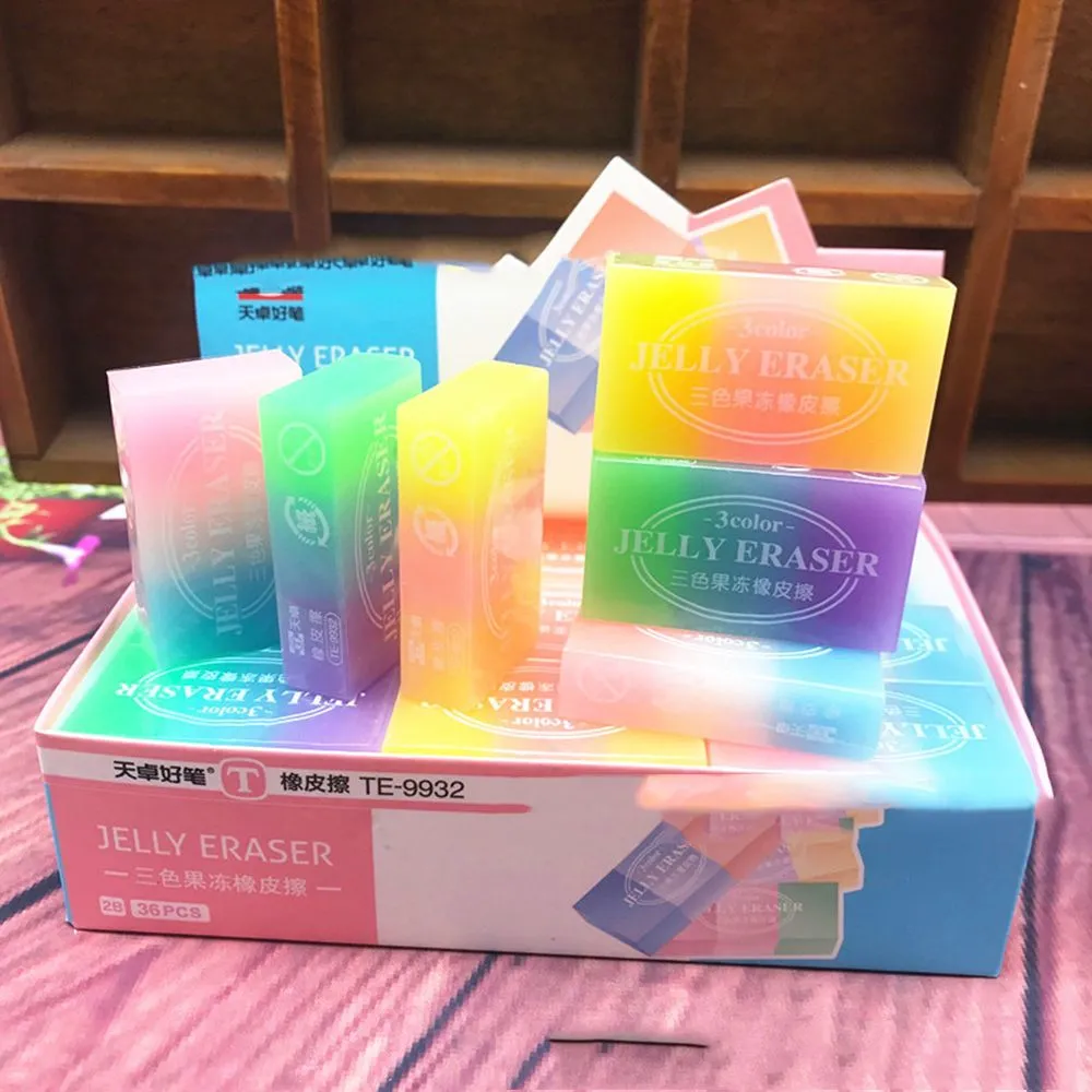 Three-color Jelly Color Eraser Three-dimensional Crystal Without Leaving Marks