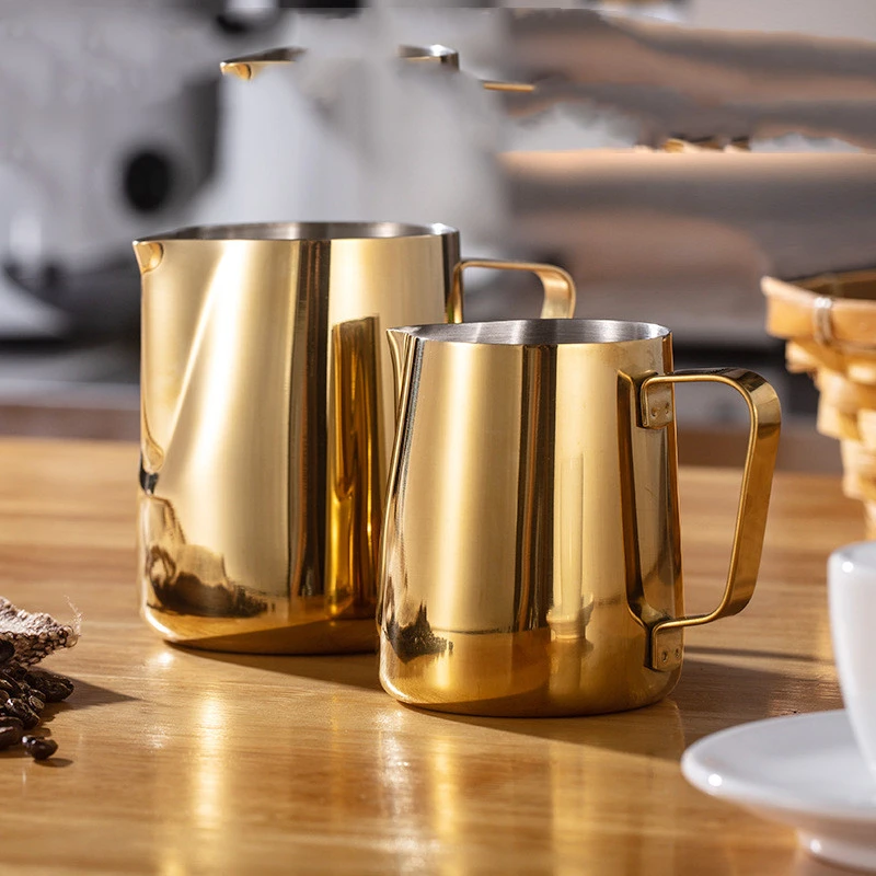 Gold-plated Teflon Etched Stainless Steel Milk Cup Cylinder