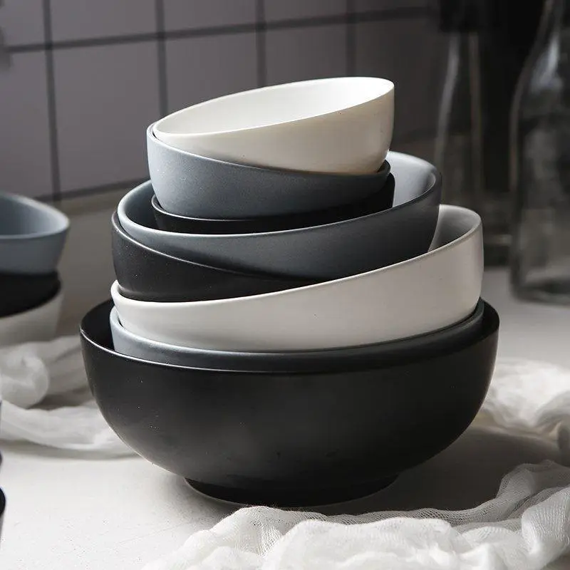 Ceramic Rice Bowl Tableware Retro Classic Matte