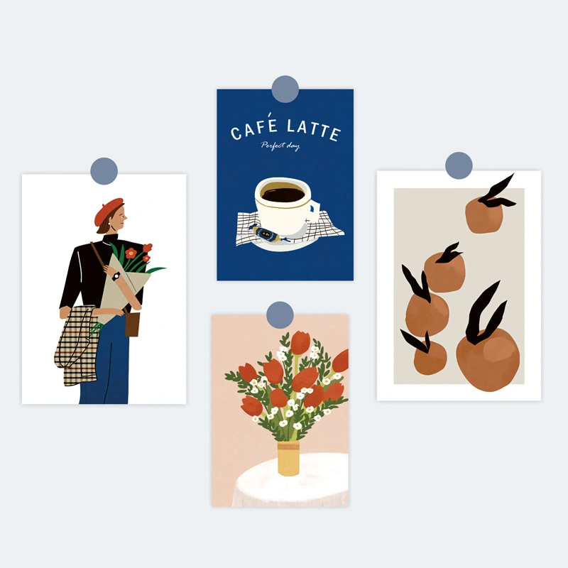 Retro Character Coffee Art Card Paper Wall Room