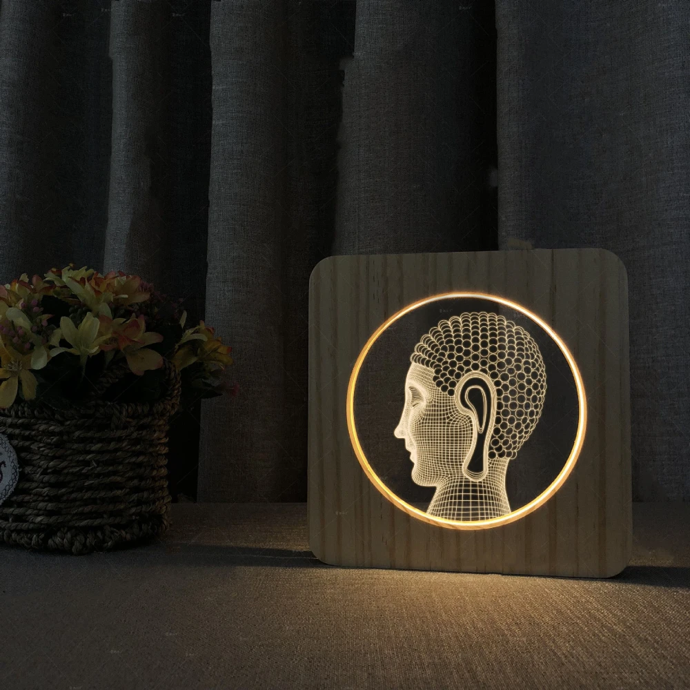 Like A Creative Solid Wood Acrylic Warm White Bedside Lamp