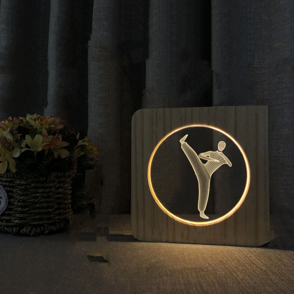 High-legged Creative Wood Lamp Acrylic Bedside Lamp