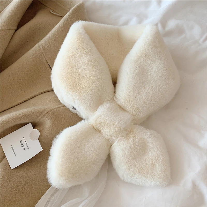 Ladies Warm Rex Rabbit Fur Cross Scarf