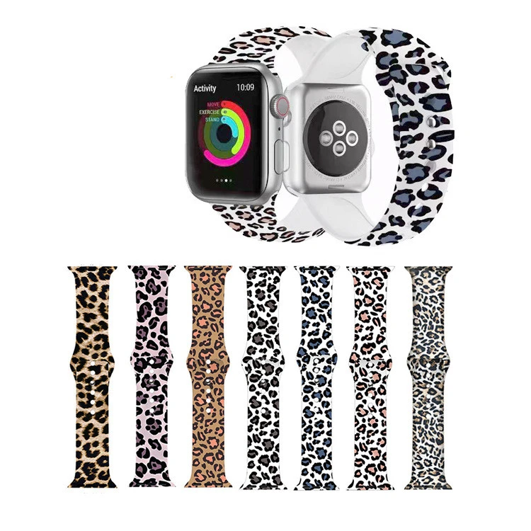 Suitable For  Compatible WithApple Leopard Print Silicone Strap Element Smart